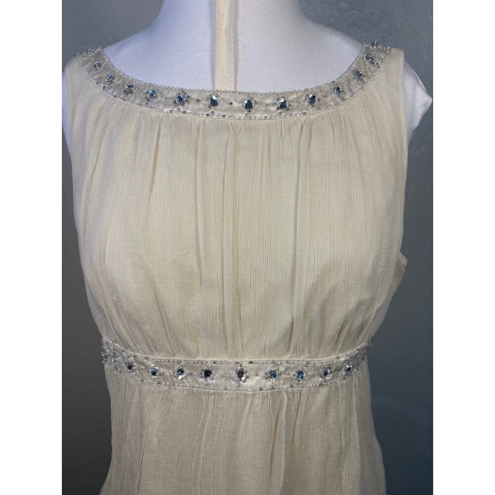 Y2K Vintage Michelle Antonelli Silk Shell XL Beaded Rhinestone Embellished - Picture 4 of 13